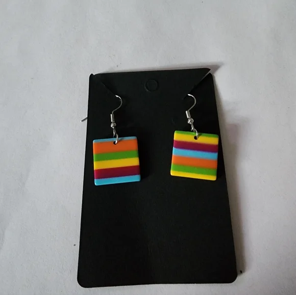 Colorful Striped Earrings - Picture 2 of 3